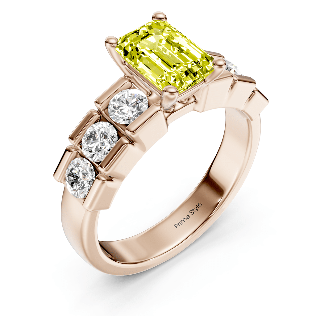 1.85 - 4.85 CT Princess & Round Cut Fancy Yellow Diamonds - Engagement Ring - Primestyle.com