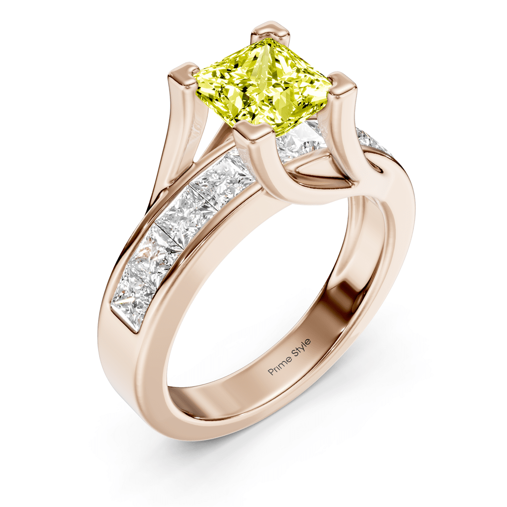 2.20 - 5.20 CT Princess Cut Fancy Yellow Diamonds - Engagement Ring - Primestyle.com