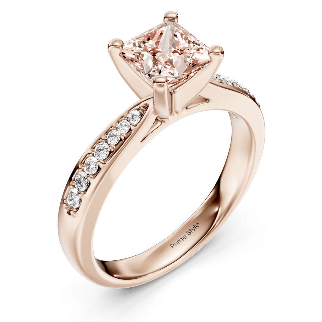 1.15-4.15 CT Princess & Round Cut Fancy Pink Diamonds - Engagement Ring