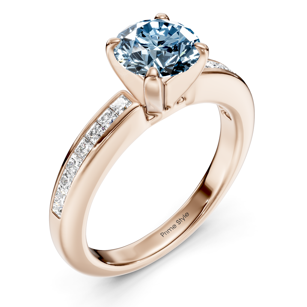 1.32-4.32 CT Princess & Round Cut Fancy Blue Diamonds - Engagement Ring