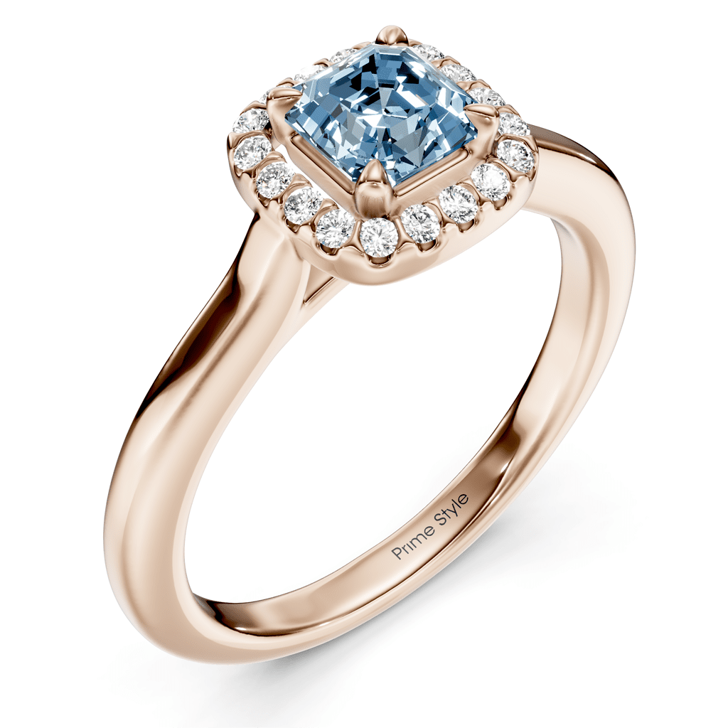 1.15-4.15 CT Ascher & Round Cut Fancy Blue Diamonds - Engagement Ring