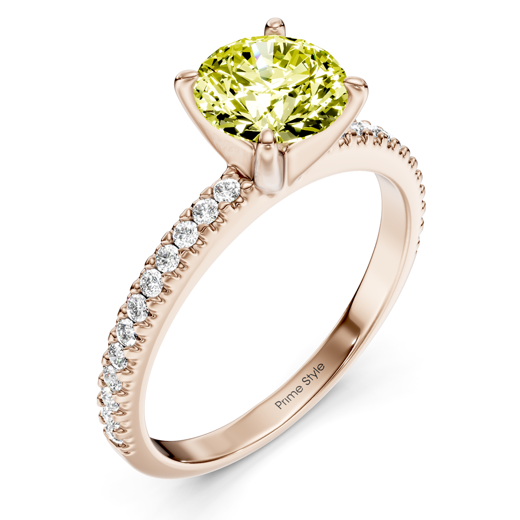 1.20-4.20 CT Round Cut Fancy Yellow Diamonds - Engagement Ring