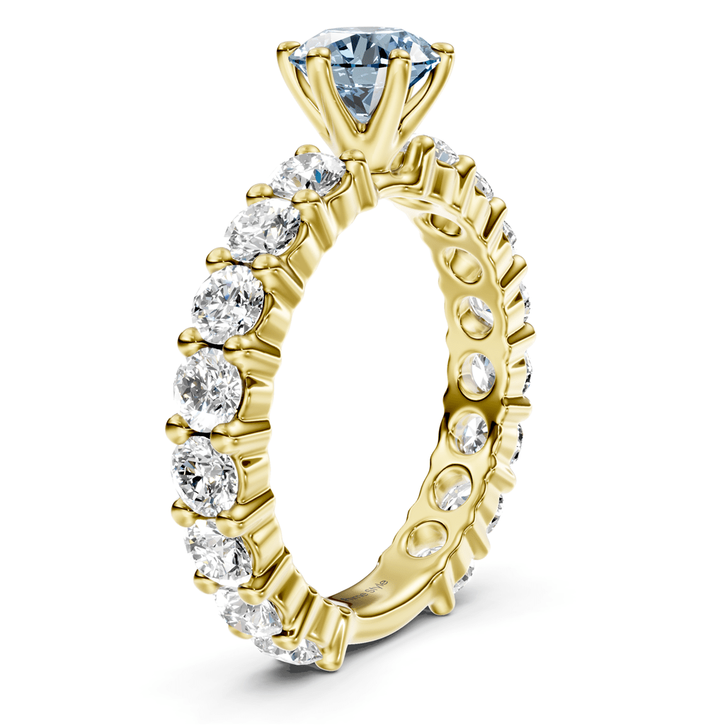 3.40 - 6.40 CT Emerald & Round Cut Fancy Blue Diamonds - Engagement Ring - Primestyle.com