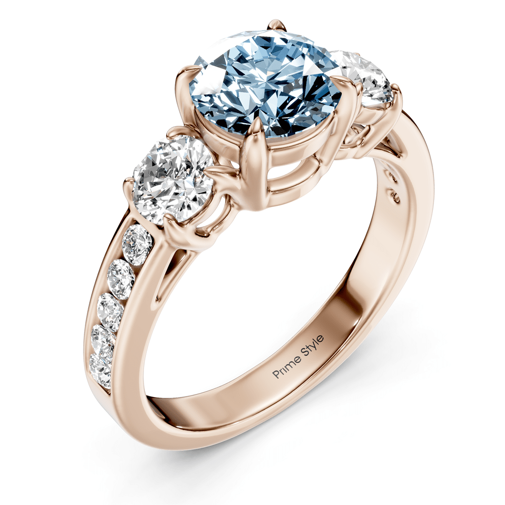 1.75 - 4.75 CT Round Cut Fancy Blue Diamonds - Engagement Ring - Primestyle.com