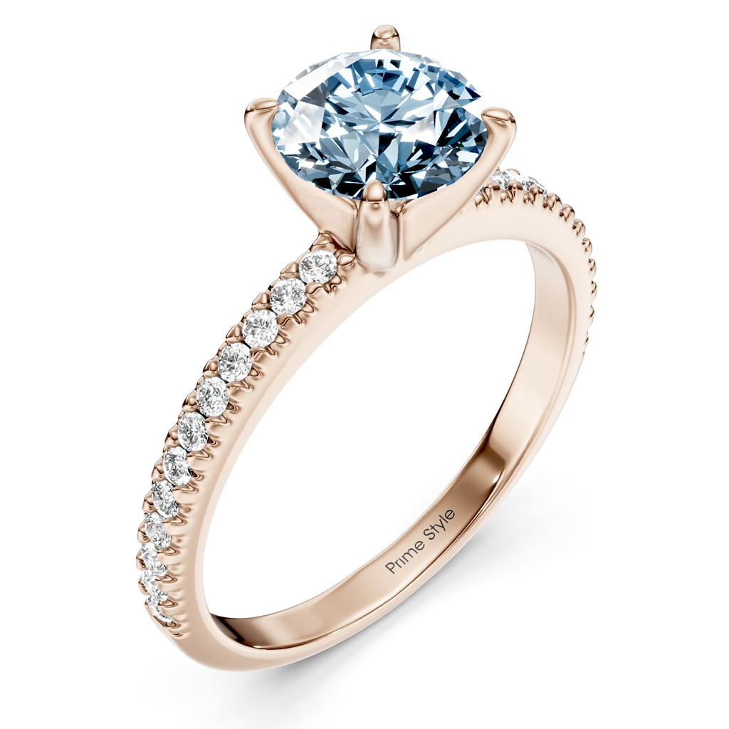 1.20-4.20 CT Round Cut Fancy Blue Diamonds - Engagement Ring