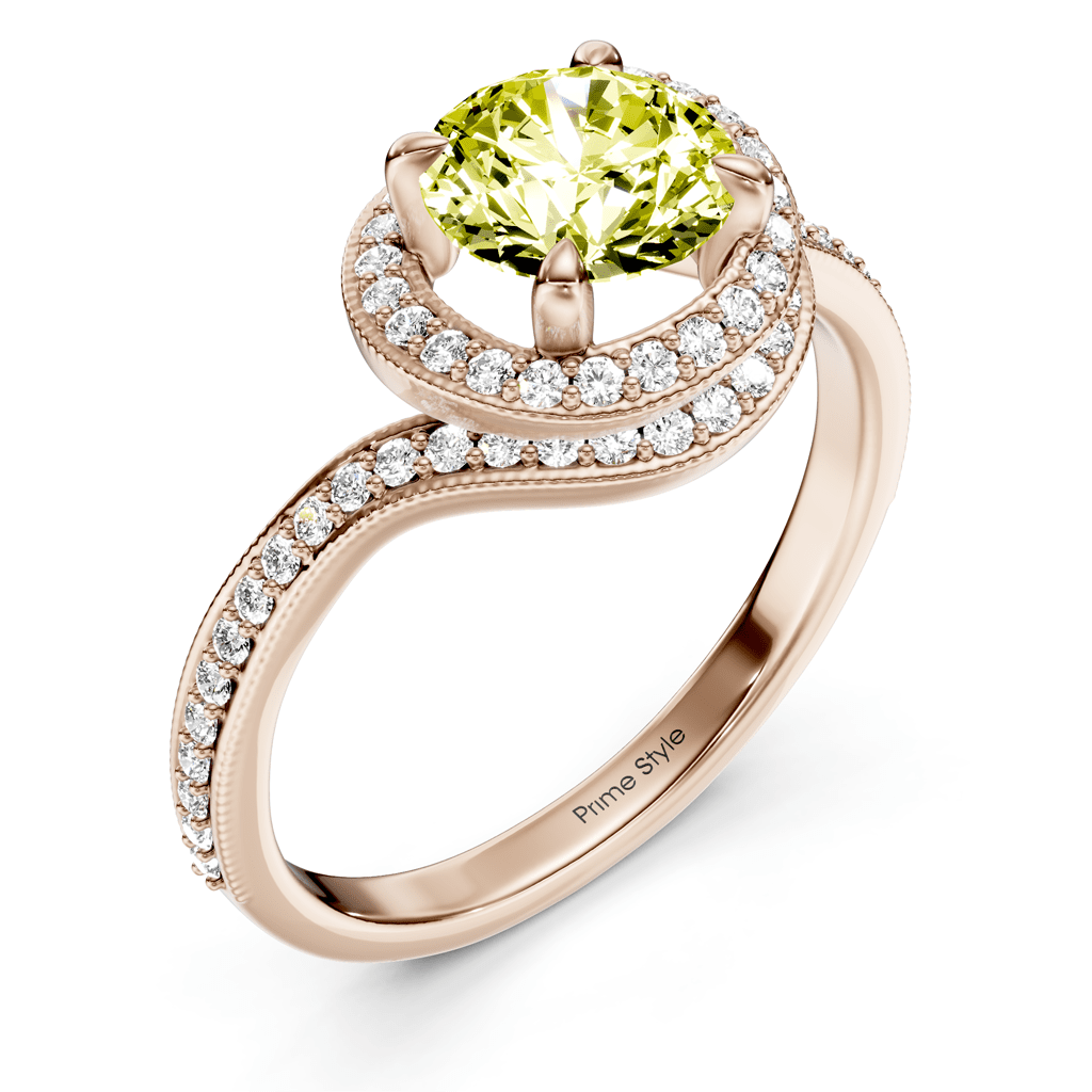 1.25 - 4.25 CT Round Cut Fancy Yellow Diamonds - Engagement Ring - Primestyle.com