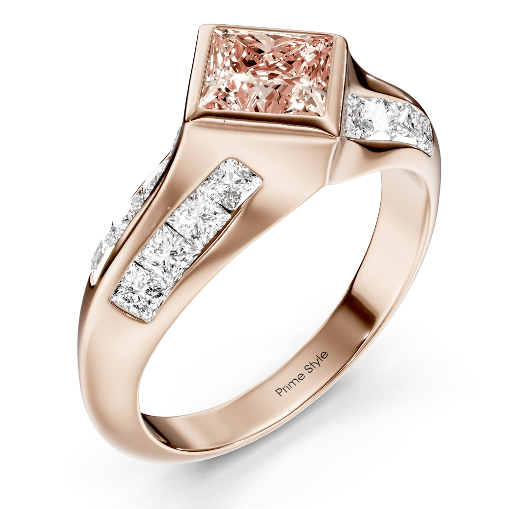 2.00 - 5.00 CT Princess Cut Fancy Pink Diamonds - Engagement Ring - Primestyle.com