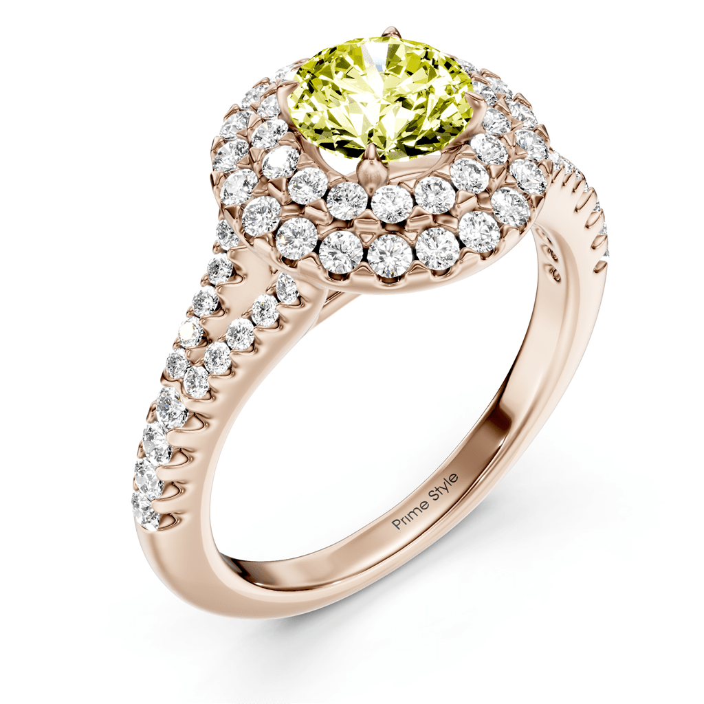 1.49 - 4.49 CT Round Cut Fancy Yellow Diamonds - Engagement Ring - Primestyle.com