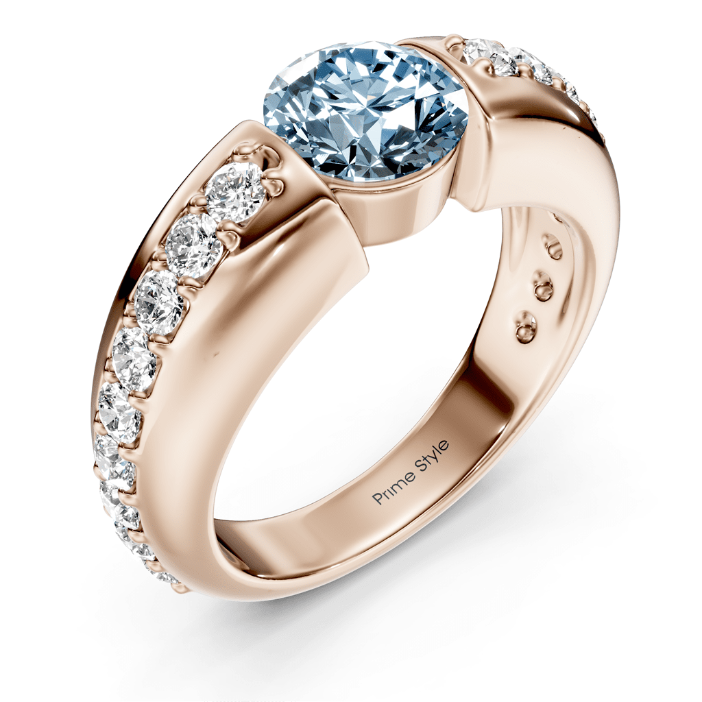1.50-4.50 CT Round Cut Fancy Blue Diamonds - Engagement Ring