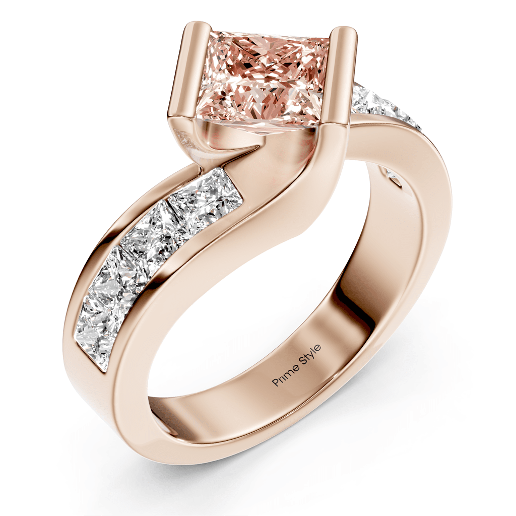 2.60-5.60 CT Princess Cut Fancy Pink Diamonds - Engagement Ring