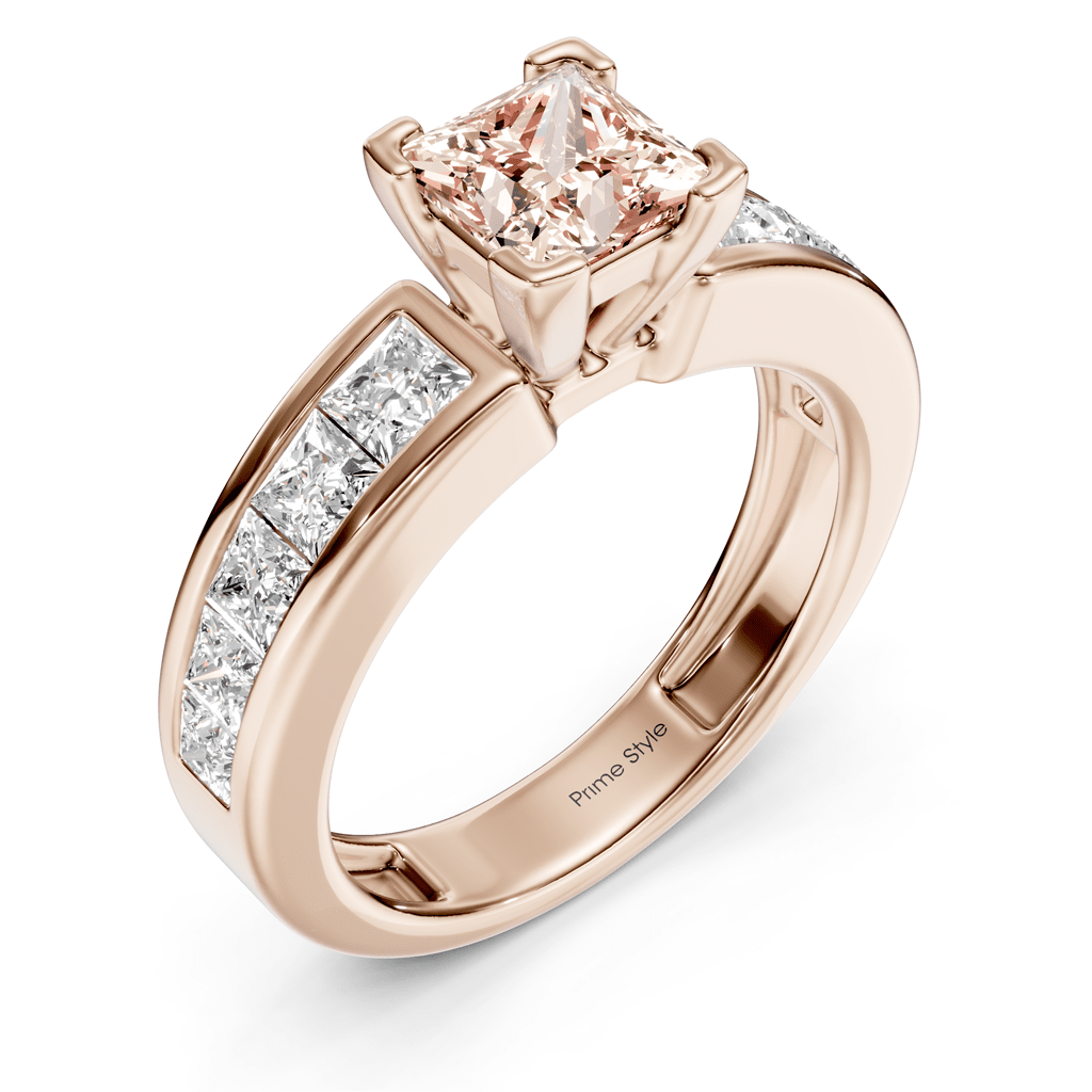 2.20 - 5.20 CT Princess Cut Fancy Pink Diamonds - Engagement Ring - Primestyle.com