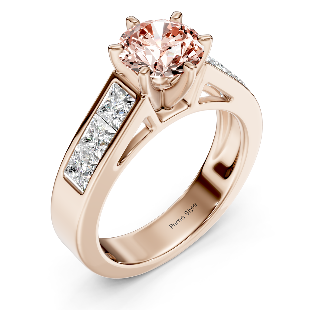 2.05-5.05 CT Princess & Round Cut Fancy Pink Diamonds - Engagement Ring