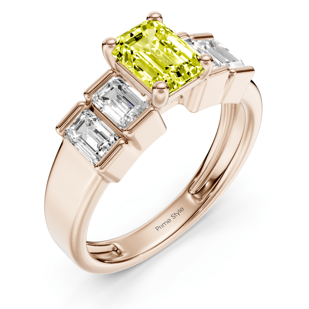 1.80 - 4.80 CT Princess & Round Cut Fancy Yellow Diamonds - Engagement Ring - Primestyle.com