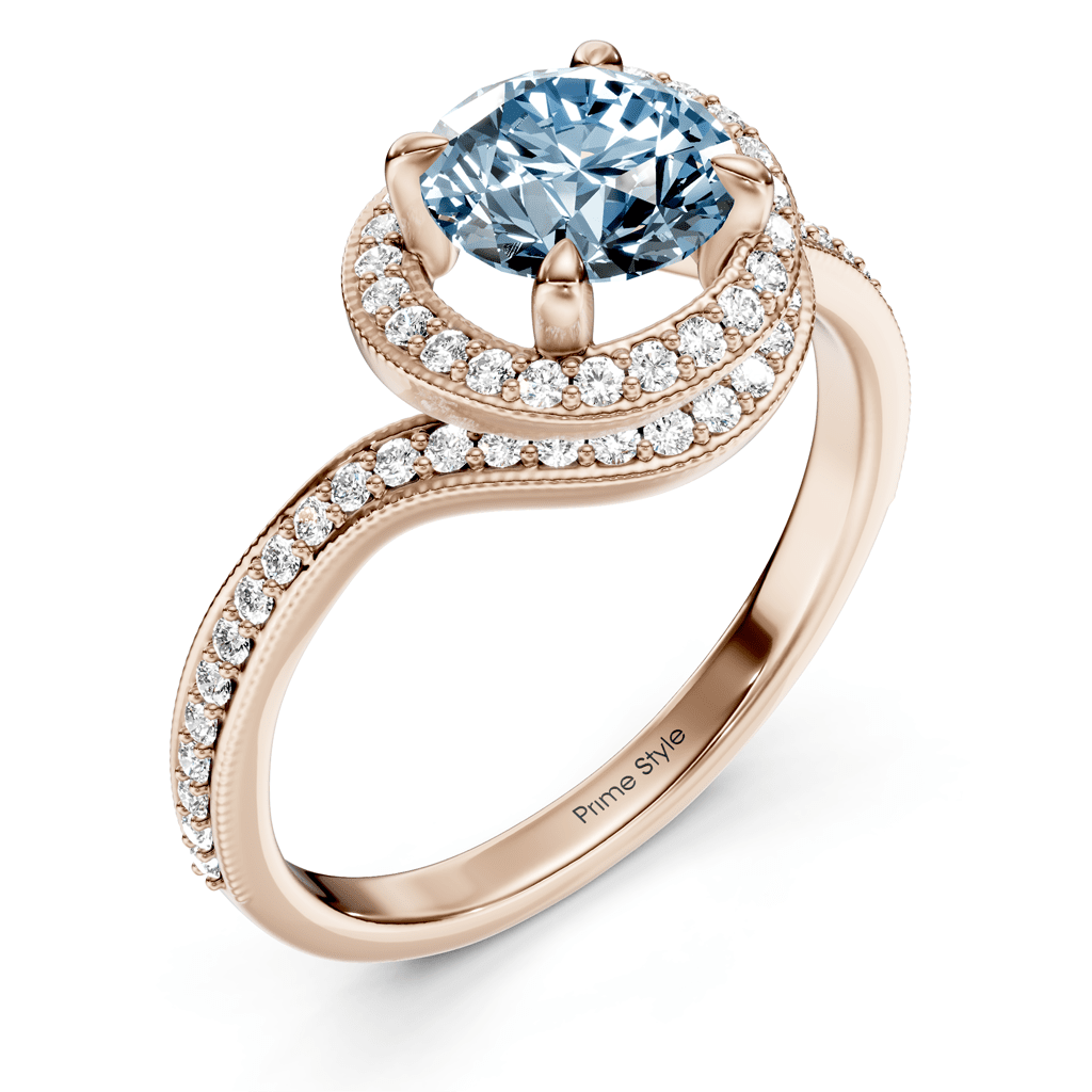 1.25 - 4.25 CT Round Cut Fancy Blue Diamonds - Engagement Ring - Primestyle.com