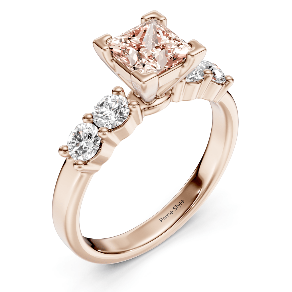 1.60 - 4.60 CT Princess & Round Cut Fancy Pink Diamonds - Engagement Ring - Primestyle.com