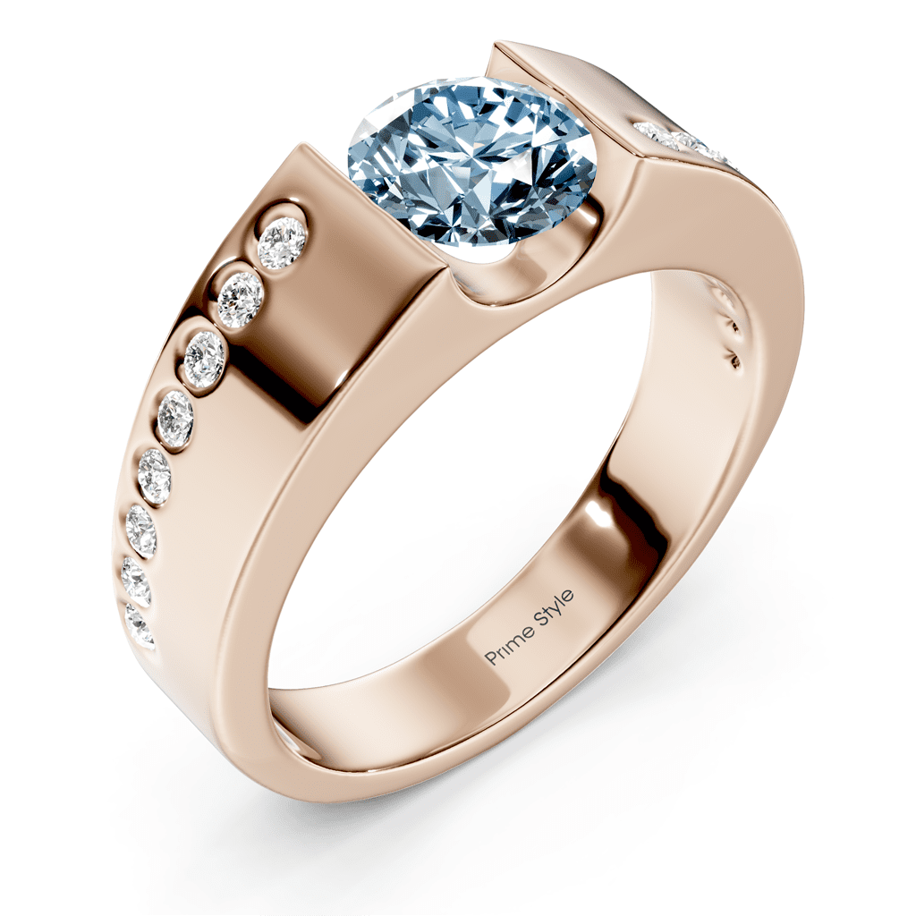 1.20-4.20 CT Round Cut Fancy Blue Diamonds - Engagement Ring