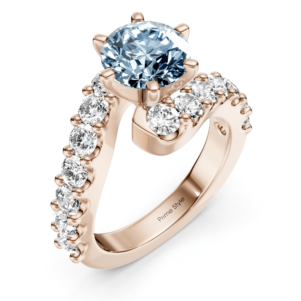 2.30-5.30 CT Emerald & Round Cut Fancy Blue Diamonds - Engagement Ring
