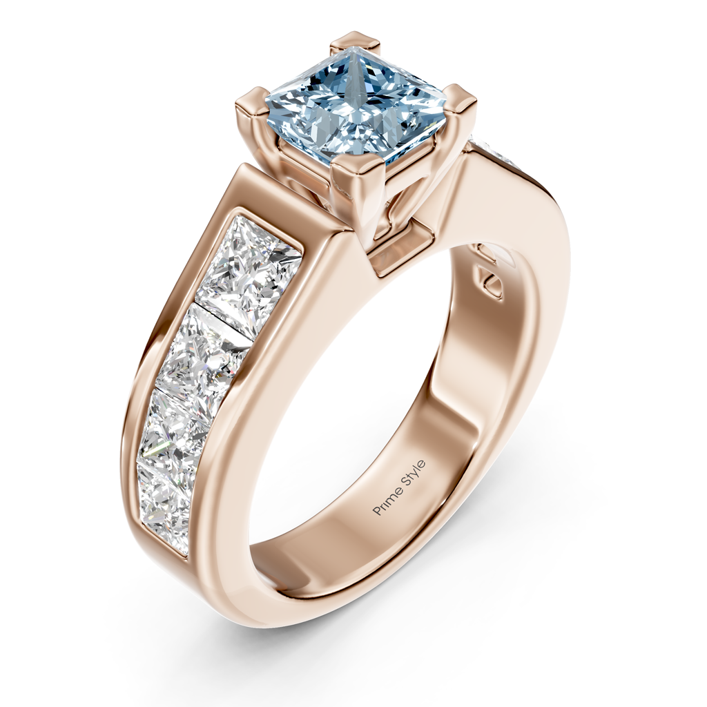 3.30-6.30 CT Princess Cut Fancy Blue Diamonds - Engagement Ring