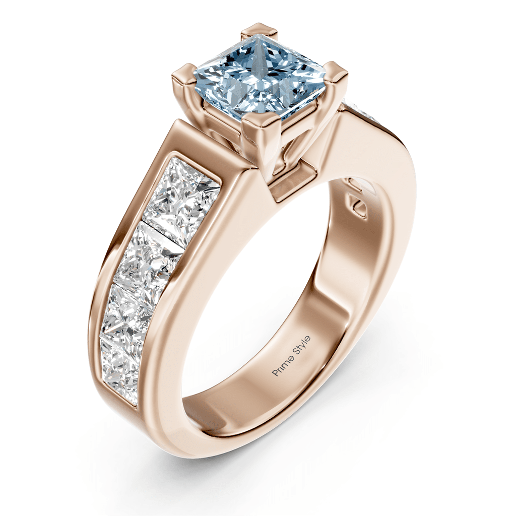3.30 - 6.30 CT Princess Cut Fancy Blue Diamonds - Engagement Ring - Primestyle.com