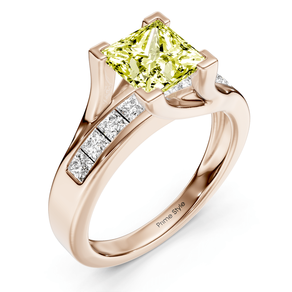 1.45 - 4.45 CT Princess Cut Fancy Yellow Diamonds - Engagement Ring - Primestyle.com