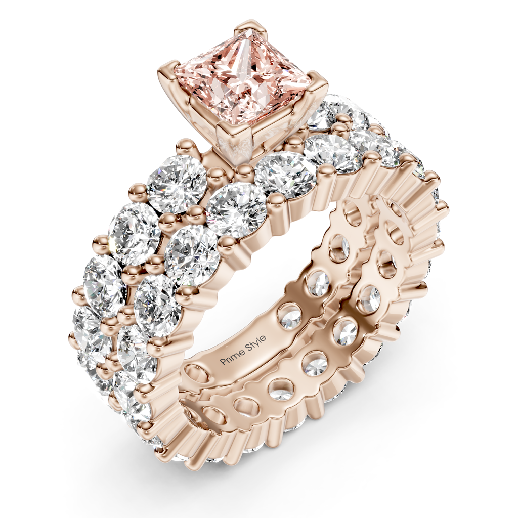 6.30-9.30 CT Princess & Round Cut Fancy Pink Diamonds - Bridal Set