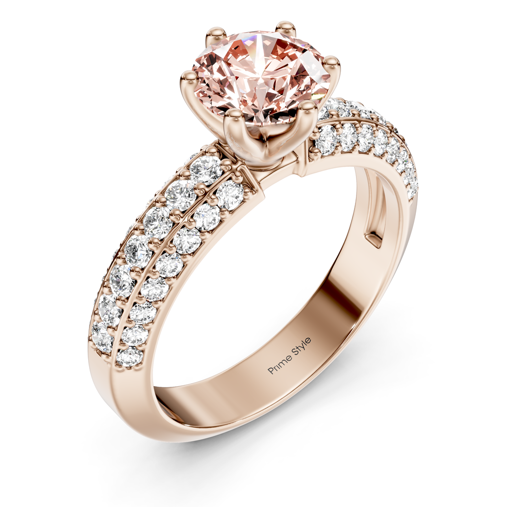 1.60-4.60 CT Round Cut Fancy Pink Diamonds - Engagement Ring