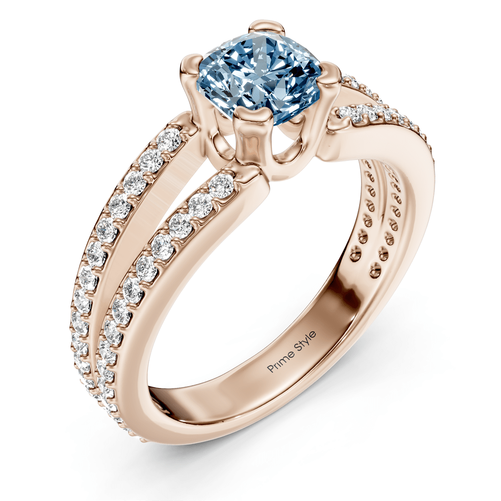 1.50 - 4.50 CT Cushion & Round Cut Fancy Blue Diamonds - Engagement Ring - Primestyle.com