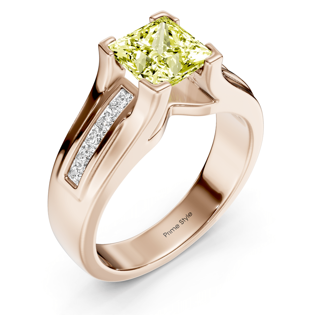 1.35 - 4.35 CT Princess Cut Fancy Yellow Diamonds - Engagement Ring - Primestyle.com