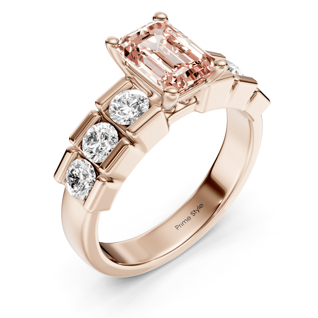 1.85 - 4.85 CT Princess & Round Cut Fancy Pink Diamonds - Engagement Ring - Primestyle.com