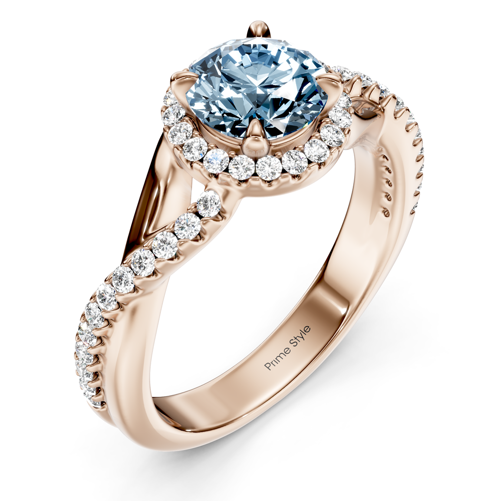 1.25-4.25 CT Round Cut Fancy Blue Diamonds - Engagement Ring