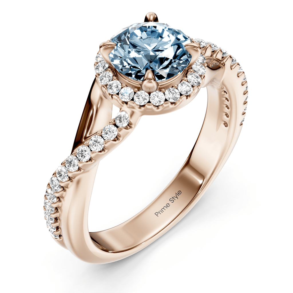 1.25 - 4.25 CT Round Cut Fancy Blue Diamonds - Engagement Ring - Primestyle.com