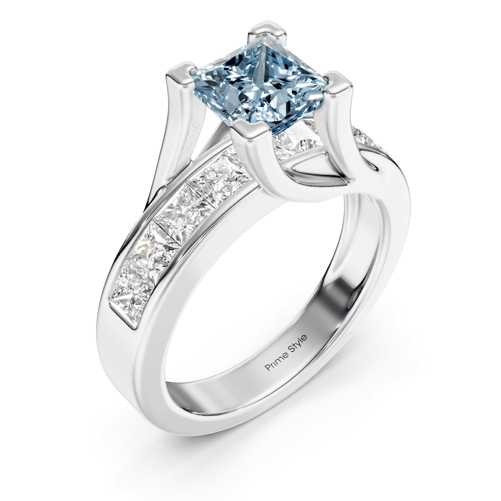 2.20-5.20 CT Princess Cut Fancy Blue Diamonds - Engagement Ring