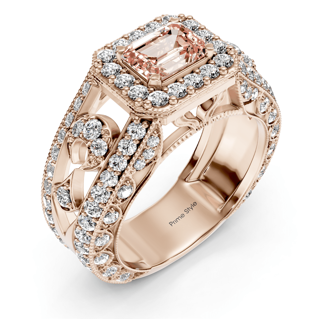 1.95 - 4.95 CT Emerald & Round Cut Fancy Pink Diamonds - Engagement Ring - Primestyle.com