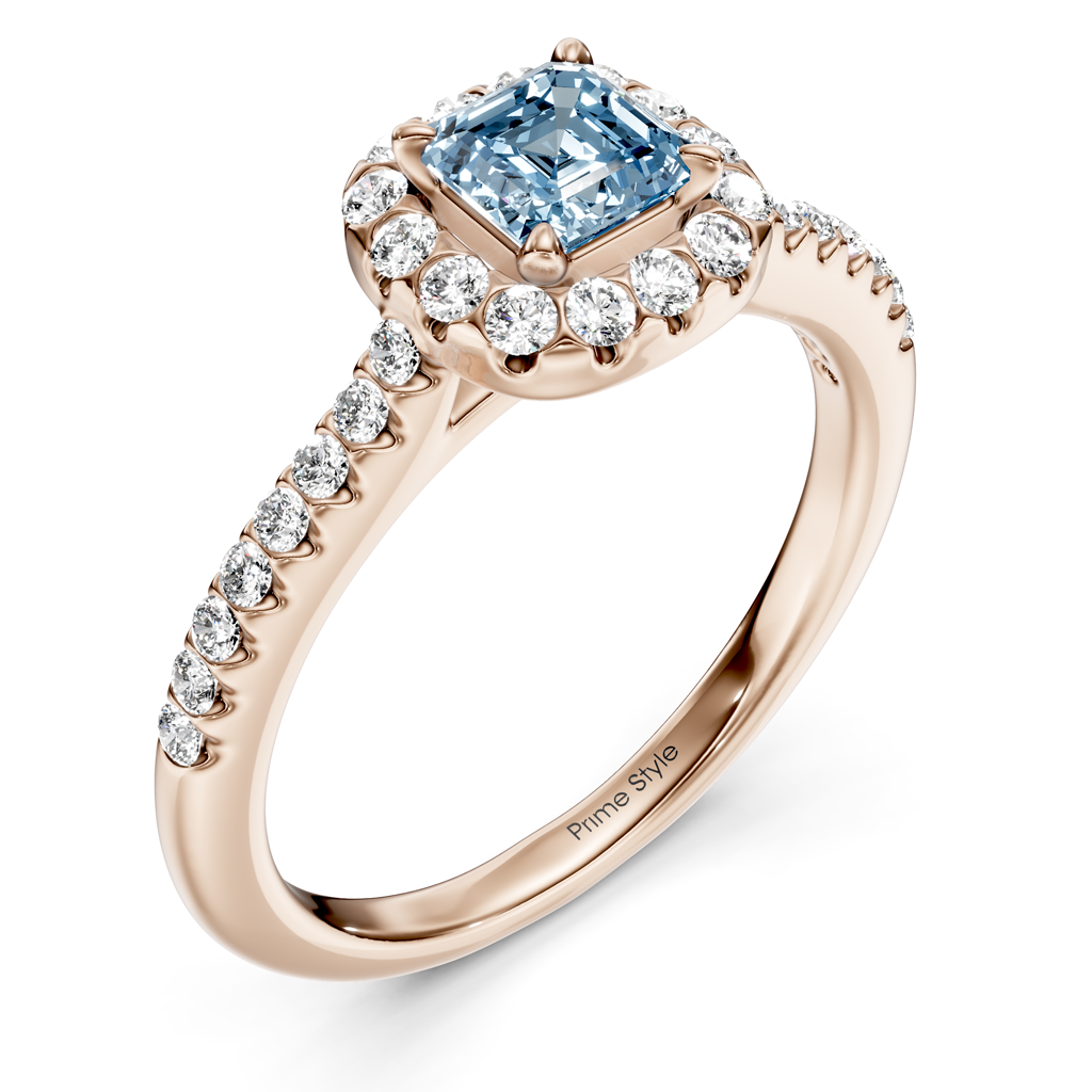 1.35-4.35 CT Ascher & Round Cut Fancy Blue Diamonds - Engagement Ring