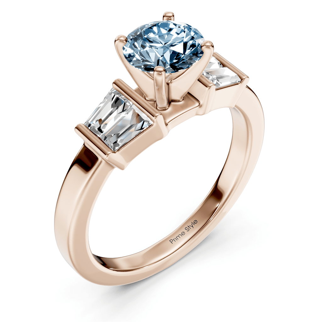 1.40 - 4.40 CT Round & Taper Cut Fancy Blue Diamonds - Engagement Ring - Primestyle.com