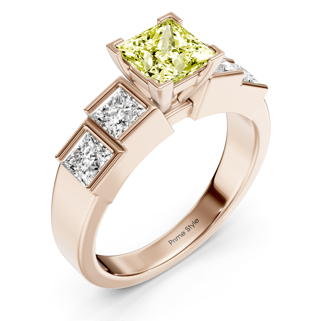 1.80-4.80 CT Princess Cut Fancy Yellow Diamonds - Engagement Ring