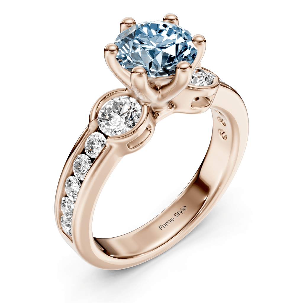 1.85-4.85 CT Round Cut Fancy Blue Diamonds - Engagement Ring