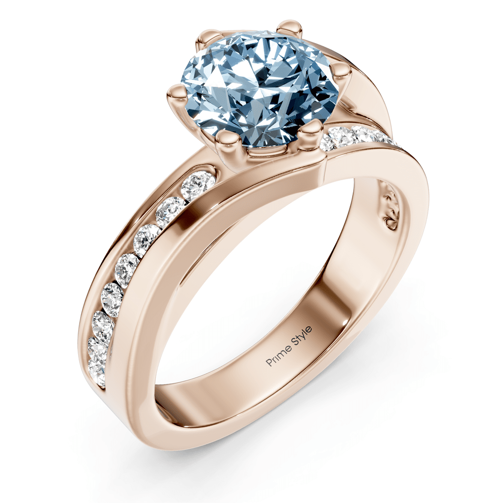 1.35 - 4.35 CT Round Cut Fancy Blue Diamonds - Engagement Ring - Primestyle.com