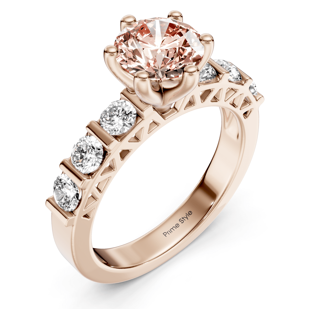 1.60 - 4.60 CT Round Cut Fancy Pink Diamonds - Engagement Ring - Primestyle.com
