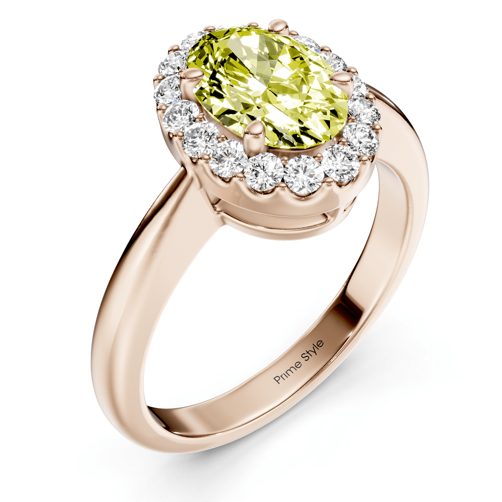 1.30 - 4.30 CT Oval & Round Cut Fancy Yellow Diamonds - Engagement Ring - Primestyle.com