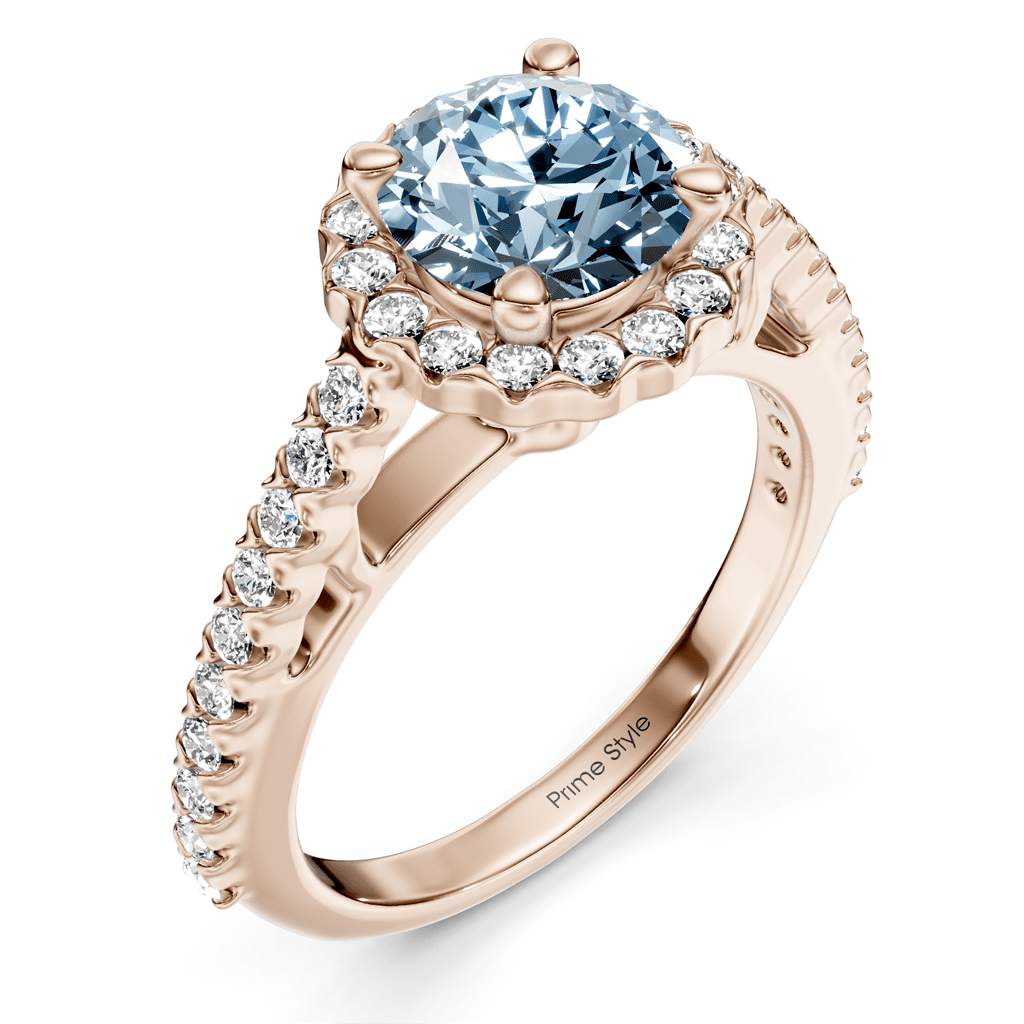 1.35-4.35 CT Round Cut Fancy Blue Diamonds - Engagement Ring