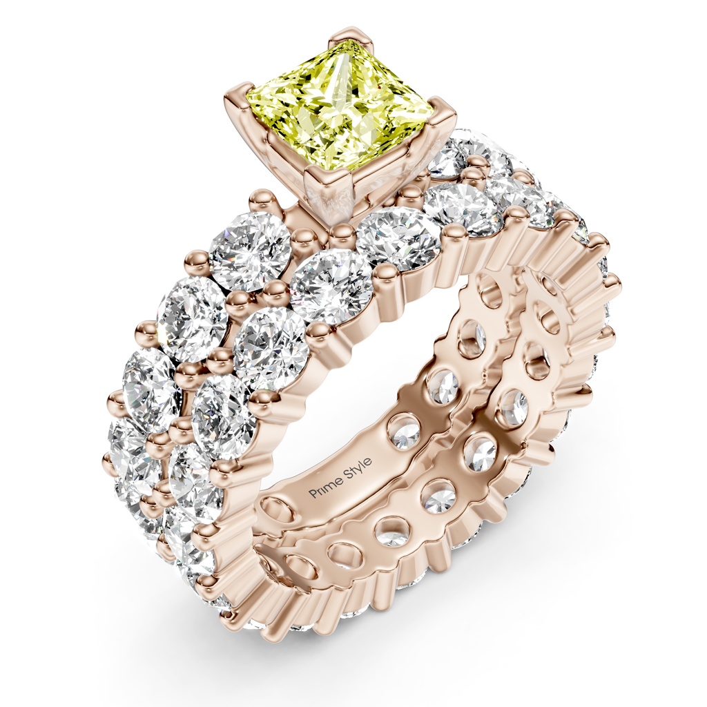 6.30-9.30 CT Princess & Round Cut Fancy Yellow Diamonds - Bridal Set