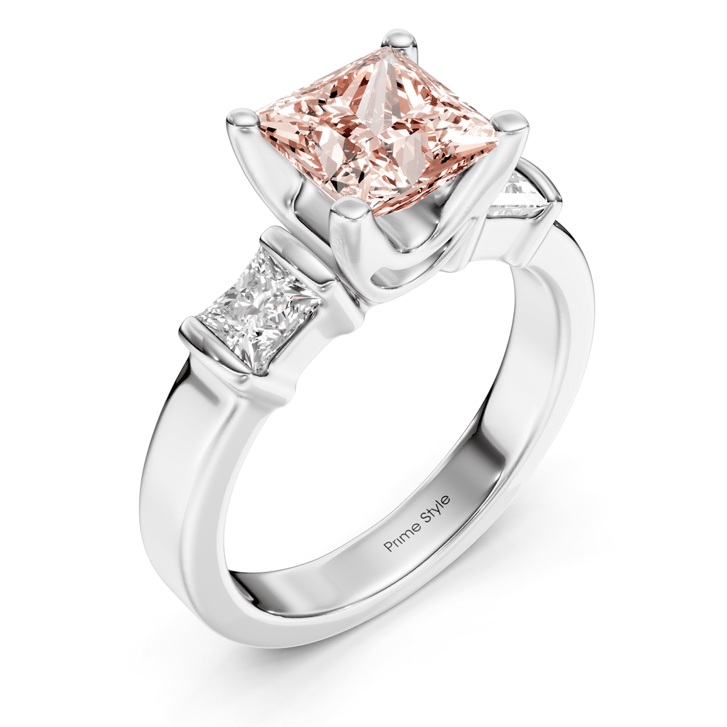 1.50 - 4.50 CT Princess Cut Fancy Pink Diamonds - Engagement Ring - Primestyle.com