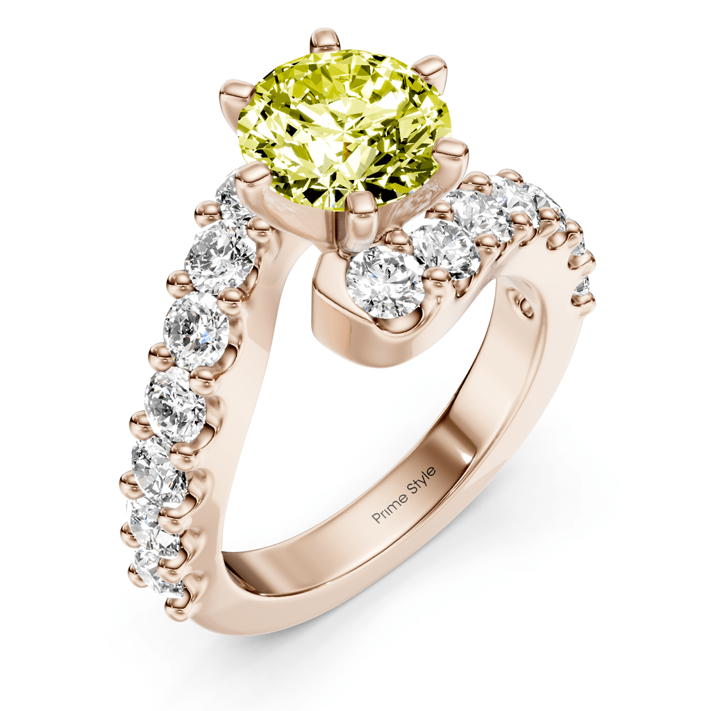 2.30 - 5.30 CT Emerald & Round Cut Fancy Yellow Diamonds - Engagement Ring - Primestyle.com