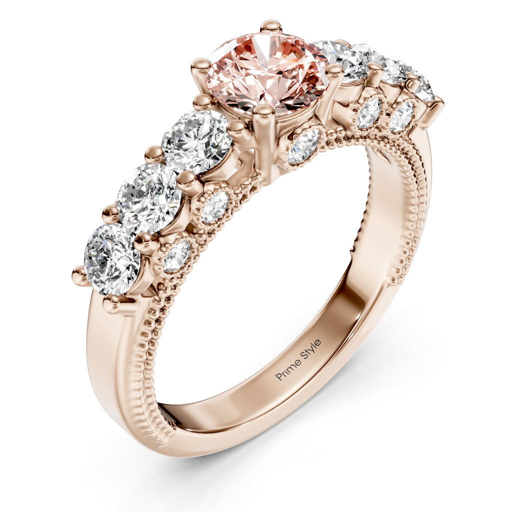 2.10-5.10 CT Round Cut Fancy Pink Diamonds - Engagement Ring