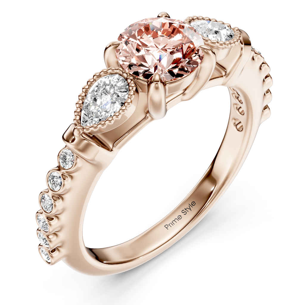 1.42-4.42 CT Pear & Round Cut Fancy Pink Diamonds - Engagement Ring