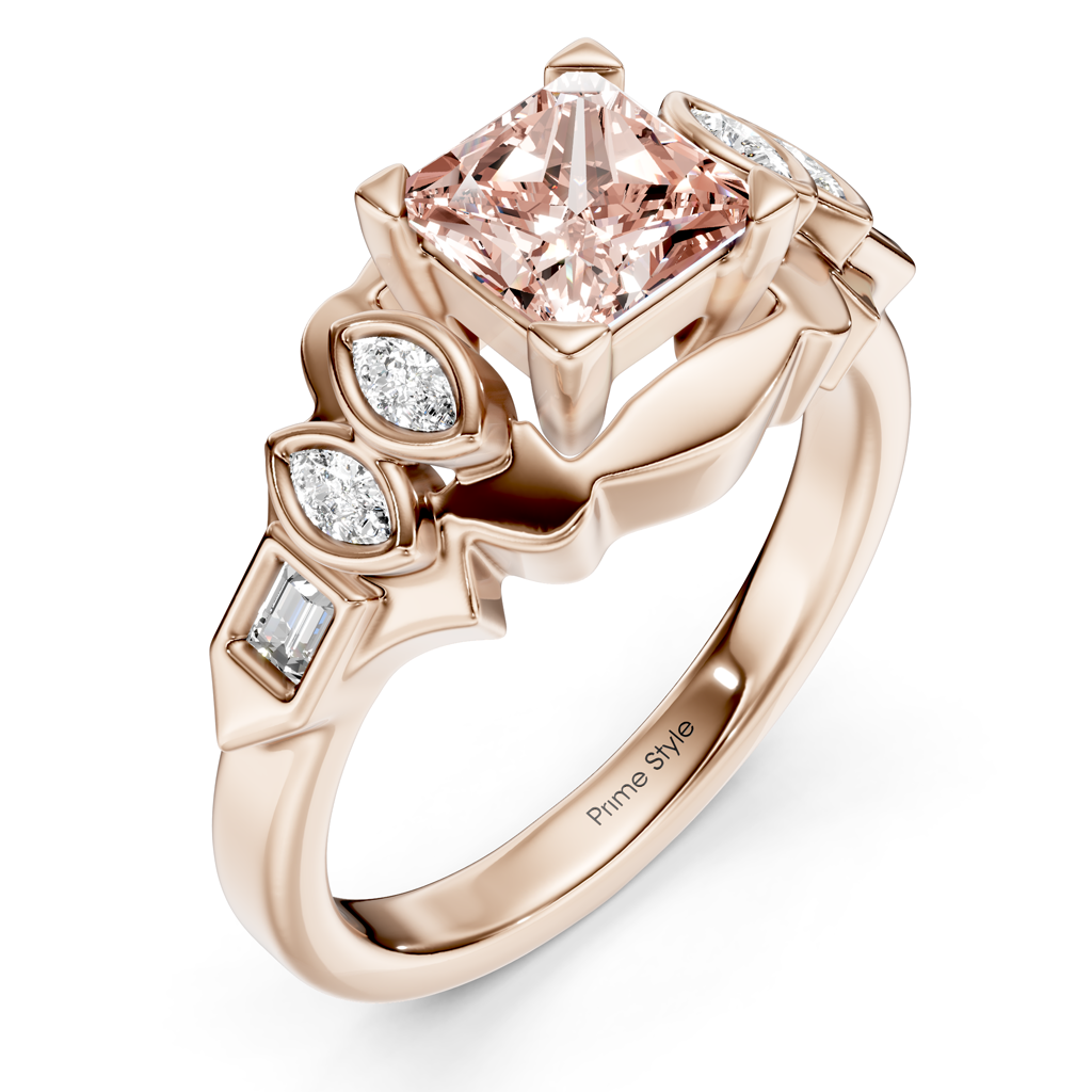 1.25-4.25 CT Baguette & Marquise & Princess Cut Fancy Pink Diamonds - Engagement Ring