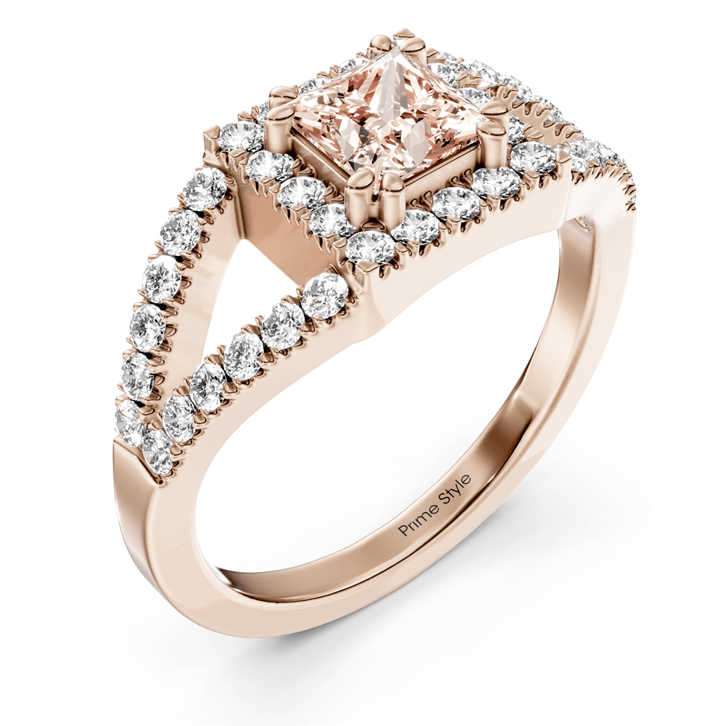 1.45-4.45 CT Princess & Round Cut Fancy Pink Diamonds - Engagement Ring