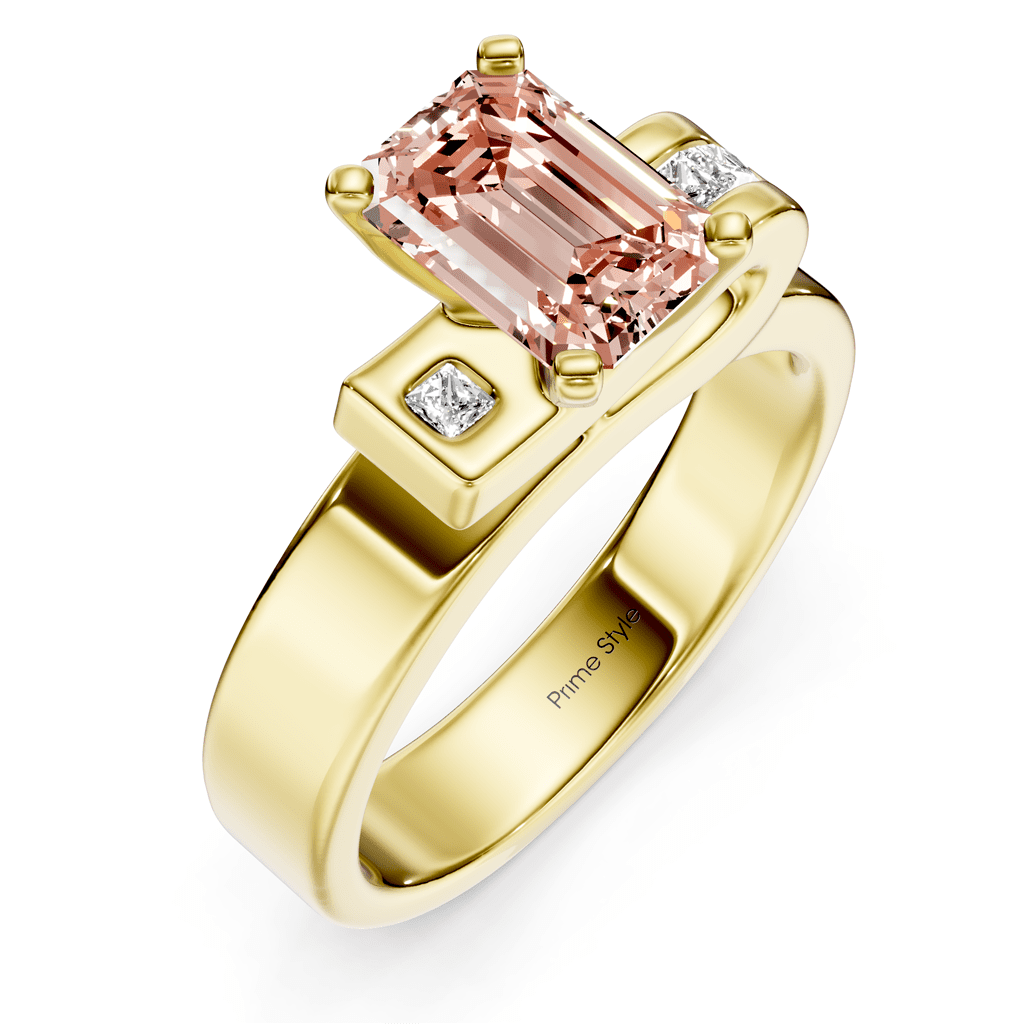 1.10 - 4.10 CT Emerald & Princess Cut Fancy Pink Diamonds - Engagement Ring - Primestyle.com