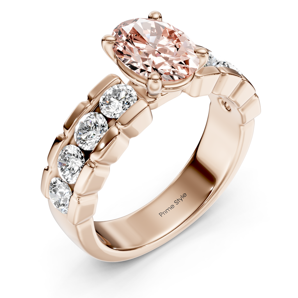 2.05-5.05 CT Oval & Round Cut Fancy Pink Diamonds - Engagement Ring